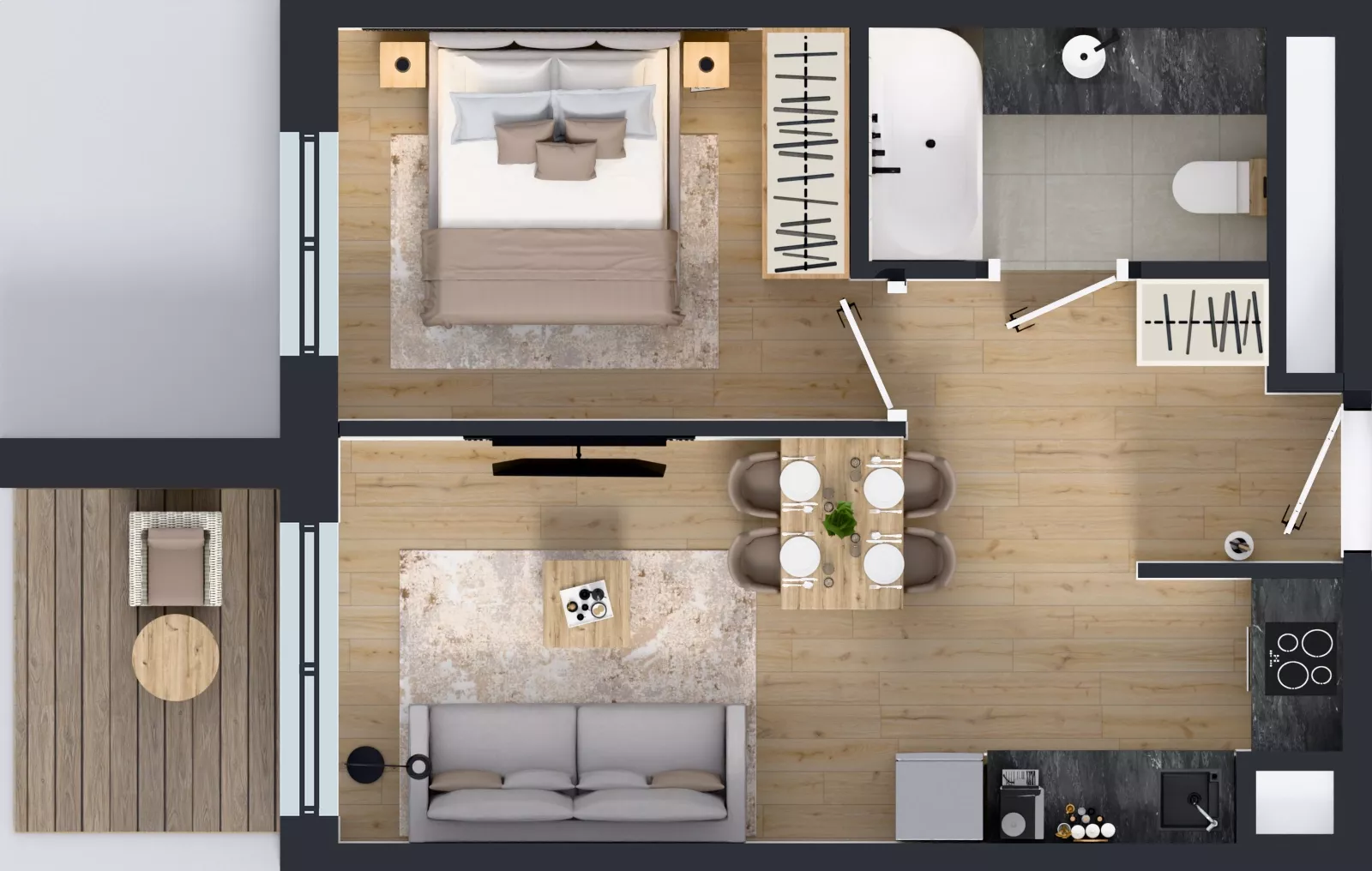 2 pokoje, mieszkanie 35,84 m², piętro 1, oferta nr 123 F/F-49, Ostródzka 123 - Etap III, Warszawa, Białołęka, Brzeziny, ul. Ostródzka 123
