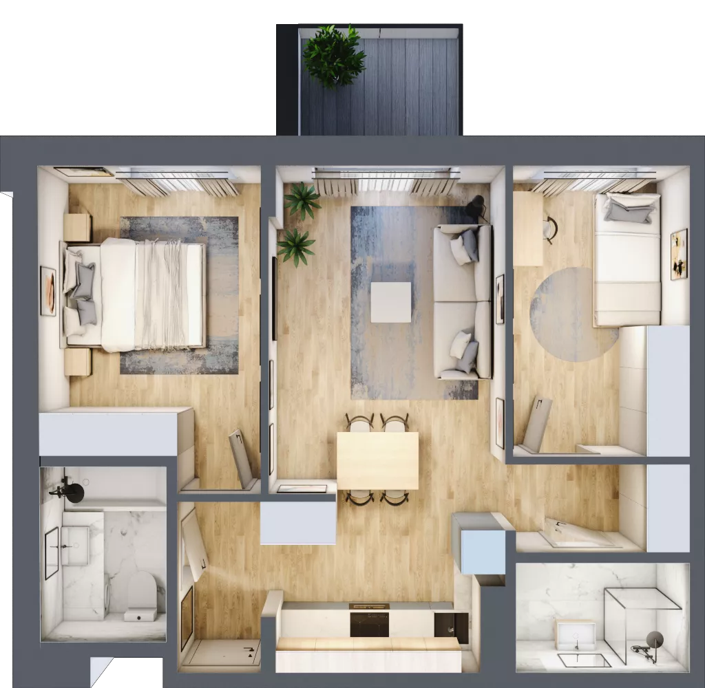 3 pokoje, mieszkanie 57,47 m², piętro 3, oferta nr 123/29, Ostródzka 123 - Etap II, Warszawa, Białołęka, Brzeziny, ul. Ostródzka 123