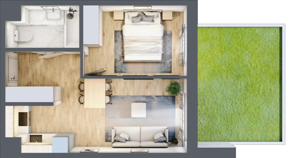 2 pokoje, mieszkanie 37,01 m², parter, oferta nr 123 A/A-5, Ostródzka 123 - Etap II, Warszawa, Białołęka, Brzeziny, ul. Ostródzka 123