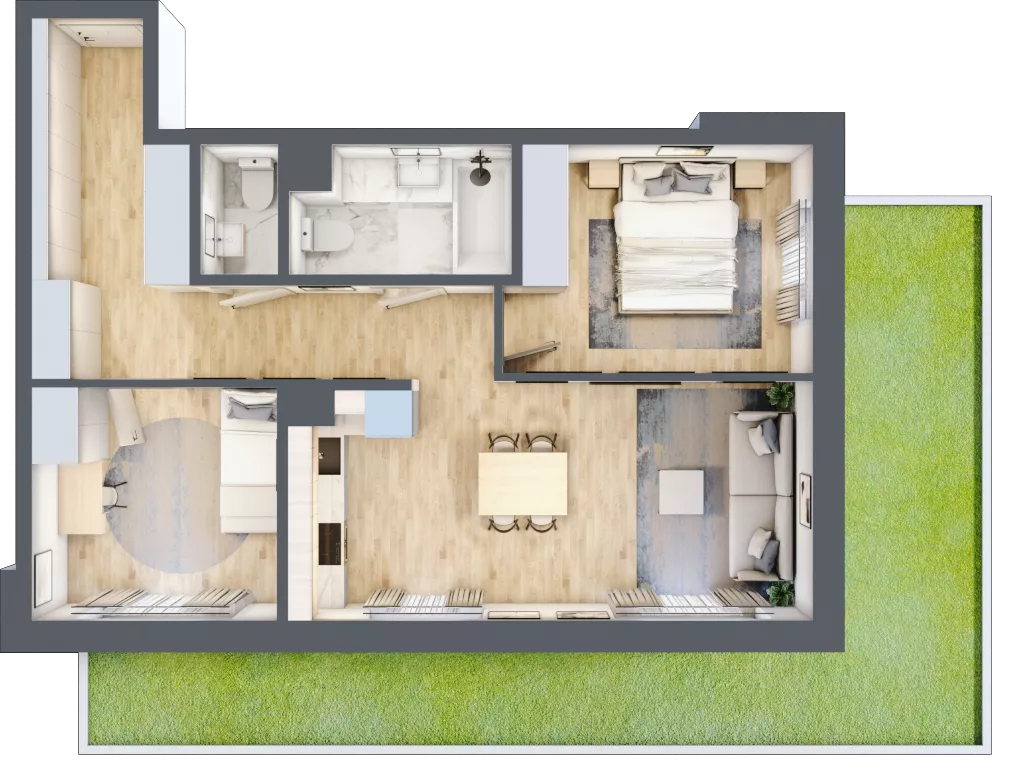 3 pokoje, mieszkanie 59,97 m², parter, oferta nr 123 B/B-7, Ostródzka 123 - Etap II, Warszawa, Białołęka, Brzeziny, ul. Ostródzka 123
