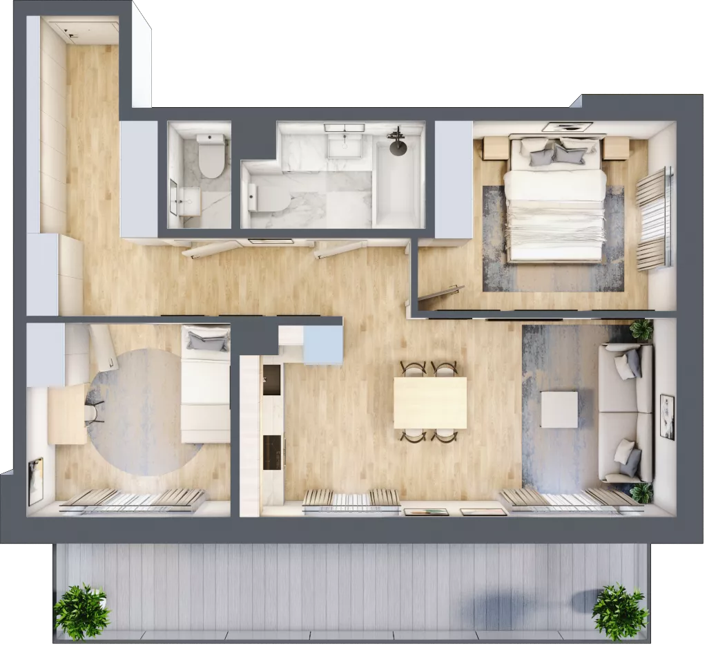 3 pokoje, mieszkanie 60,12 m², piętro 1, oferta nr 123 B/B-22, Ostródzka 123 - Etap II, Warszawa, Białołęka, Brzeziny, ul. Ostródzka 123