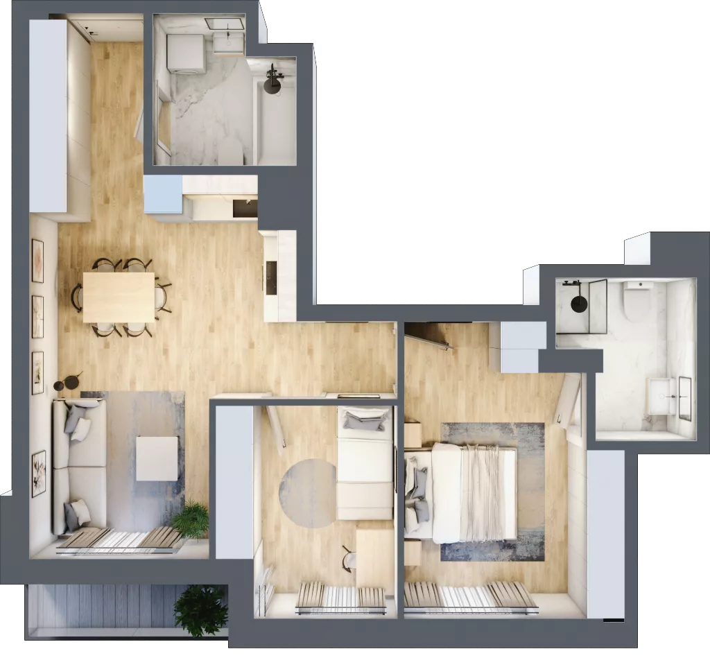 3 pokoje, mieszkanie 61,06 m², piętro 2, oferta nr Giserska 5/60, Panorama Ursus, Warszawa, Ursus, Szamoty, ul. Giserska 5