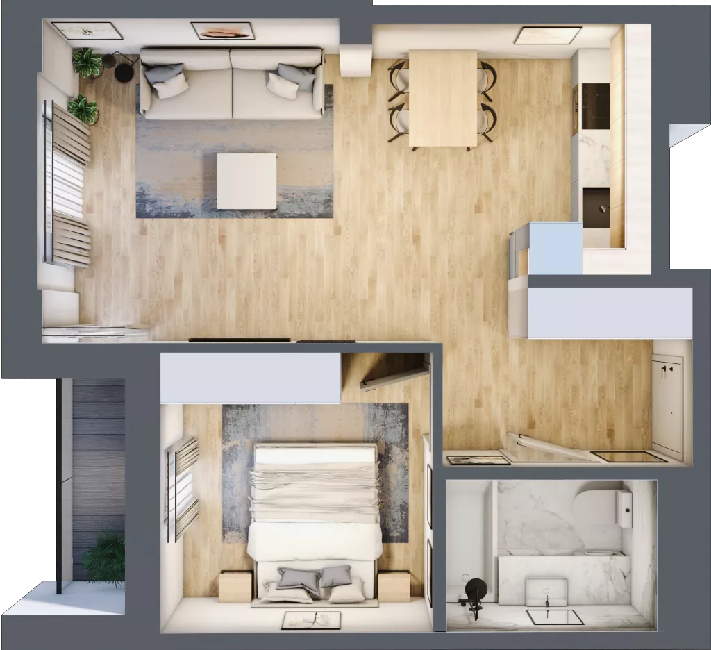 2 pokoje, mieszkanie 43,43 m², piętro 1, oferta nr Giserska 5/55, Panorama Ursus, Warszawa, Ursus, Szamoty, ul. Giserska 5