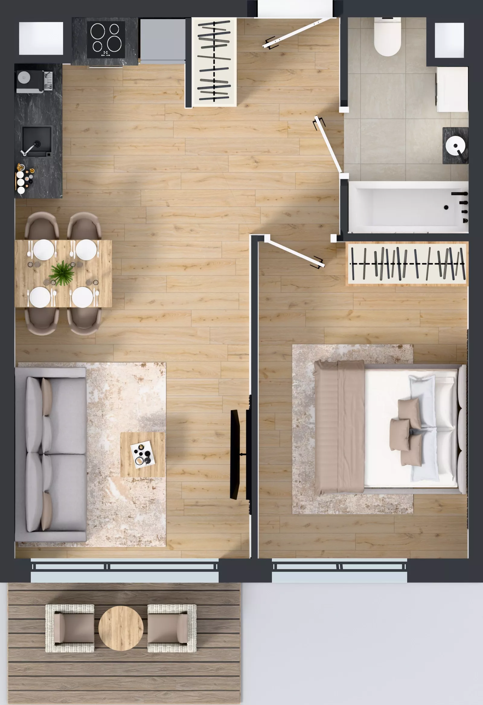 2 pokoje, mieszkanie 41,41 m², piętro 1, oferta nr A.013, Osiedle Mira, Pruszków, Centrum, ul. Miry Zimińskiej – Sygietyńskiej 5
