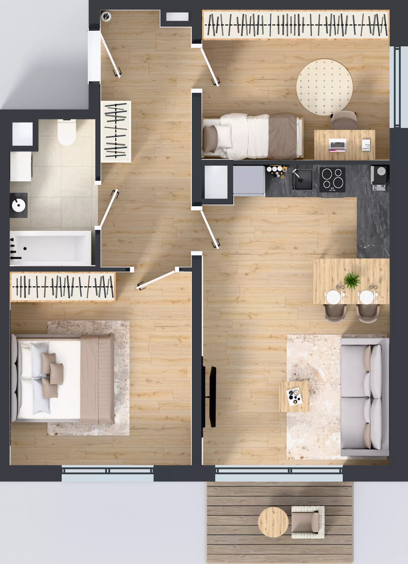 3 pokoje, mieszkanie 58,76 m², piętro 1, oferta nr A.015, Osiedle Mira, Pruszków, Centrum, ul. Miry Zimińskiej – Sygietyńskiej 5