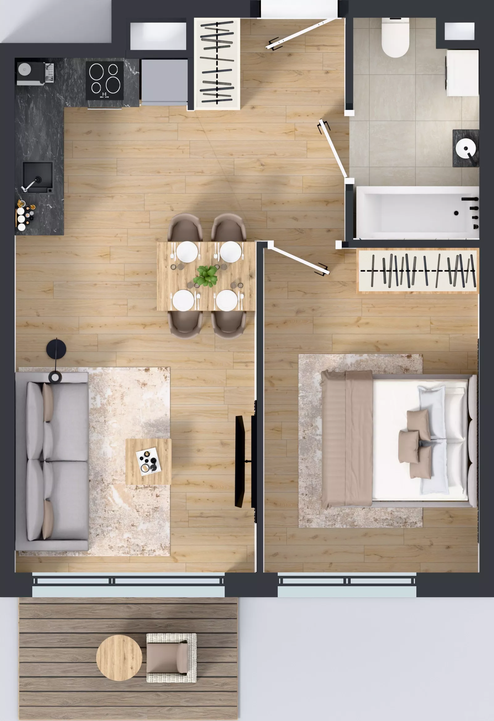 2 pokoje, mieszkanie 40,84 m², piętro 2, oferta nr A.024, Osiedle Mira, Pruszków, Centrum, ul. Miry Zimińskiej – Sygietyńskiej 5