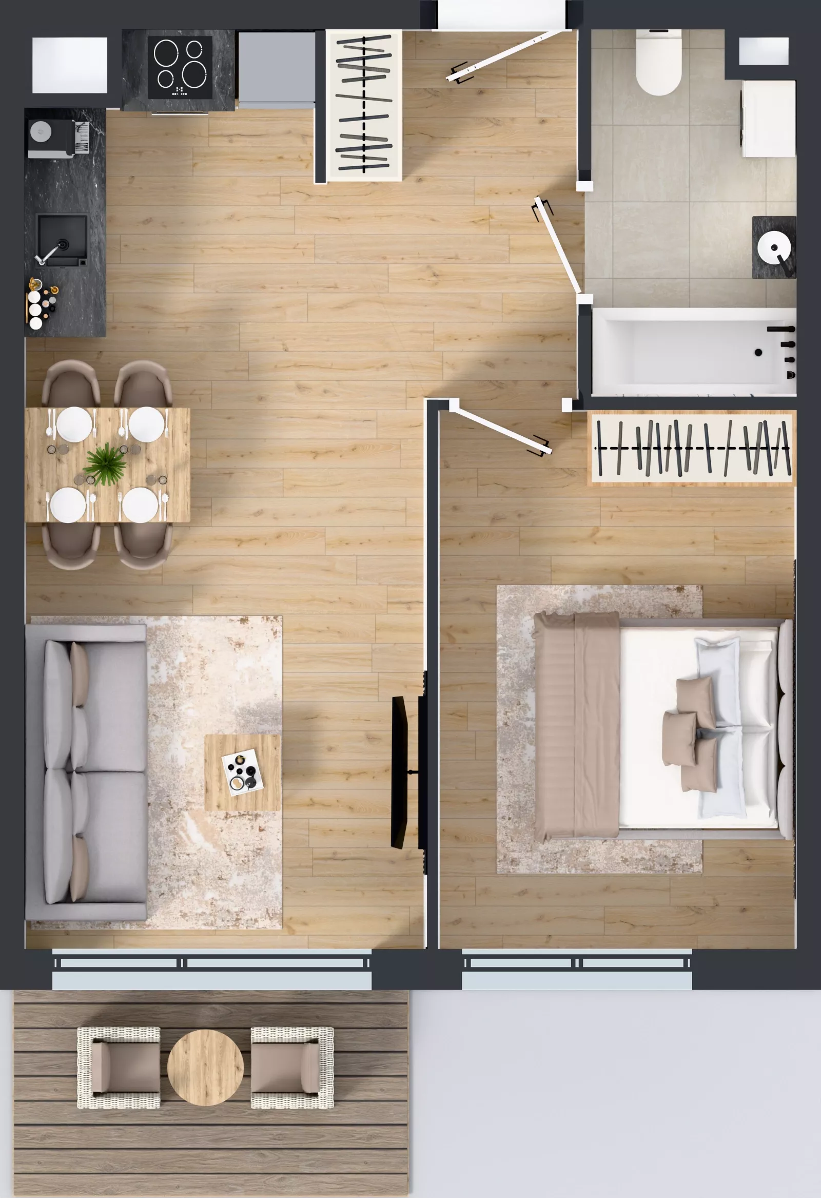 2 pokoje, mieszkanie 41,56 m², piętro 3, oferta nr A.034, Osiedle Mira, Pruszków, Centrum, ul. Miry Zimińskiej – Sygietyńskiej 5