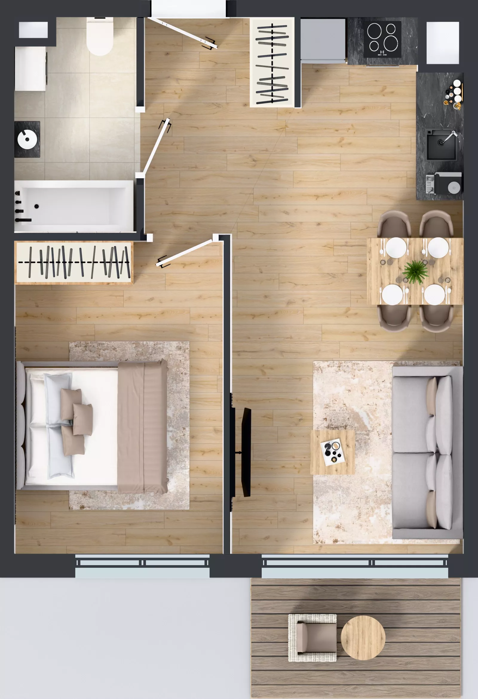 2 pokoje, mieszkanie 41,56 m², piętro 4, oferta nr A.043, Osiedle Mira, Pruszków, Centrum, ul. Miry Zimińskiej – Sygietyńskiej 5