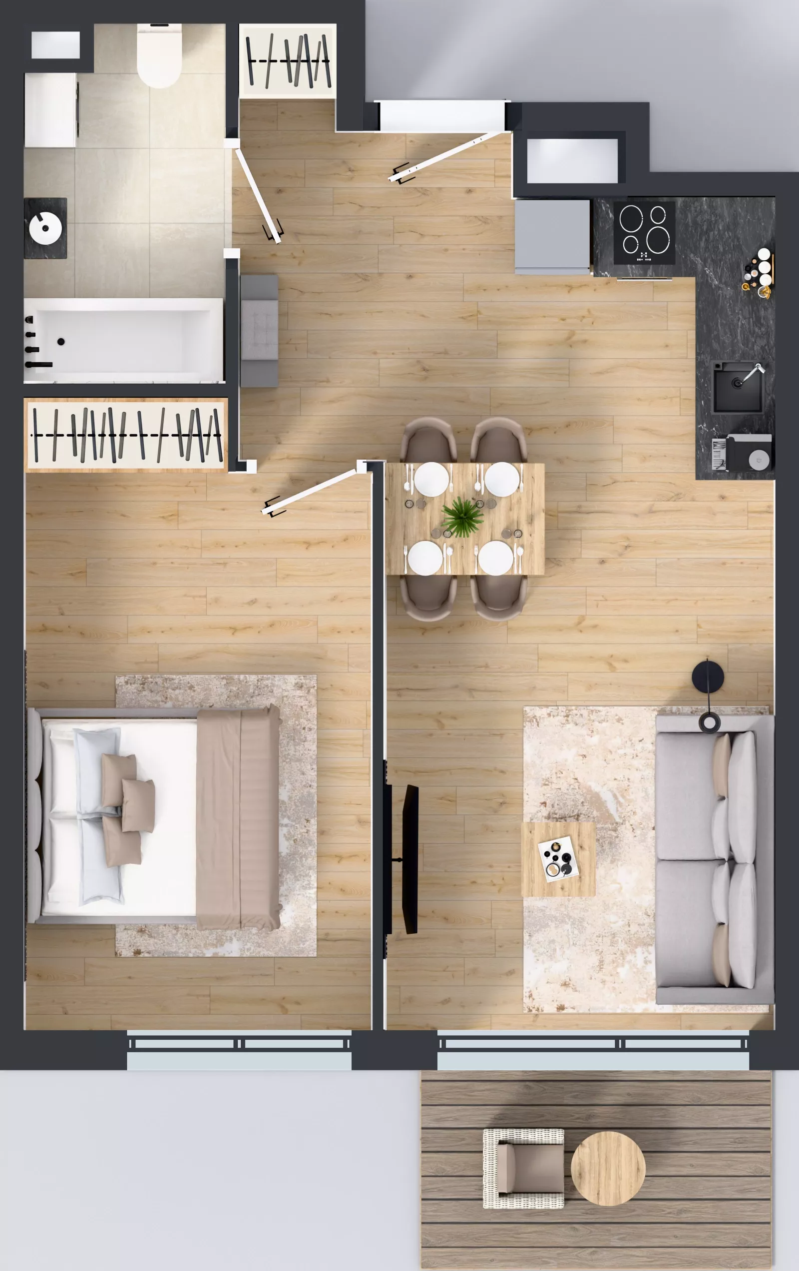 2 pokoje, mieszkanie 43,10 m², piętro 5, oferta nr A.053, Osiedle Mira, Pruszków, Centrum, ul. Miry Zimińskiej – Sygietyńskiej 5