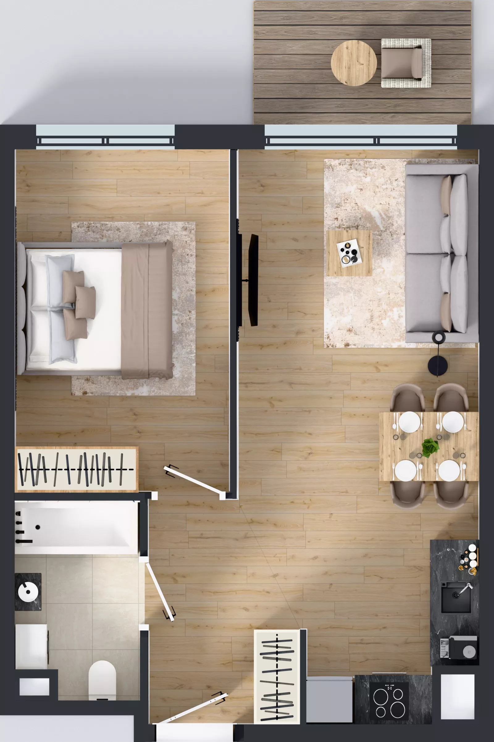 2 pokoje, mieszkanie 42,56 m², piętro 5, oferta nr A.060, Osiedle Mira, Pruszków, Centrum, ul. Miry Zimińskiej – Sygietyńskiej 5