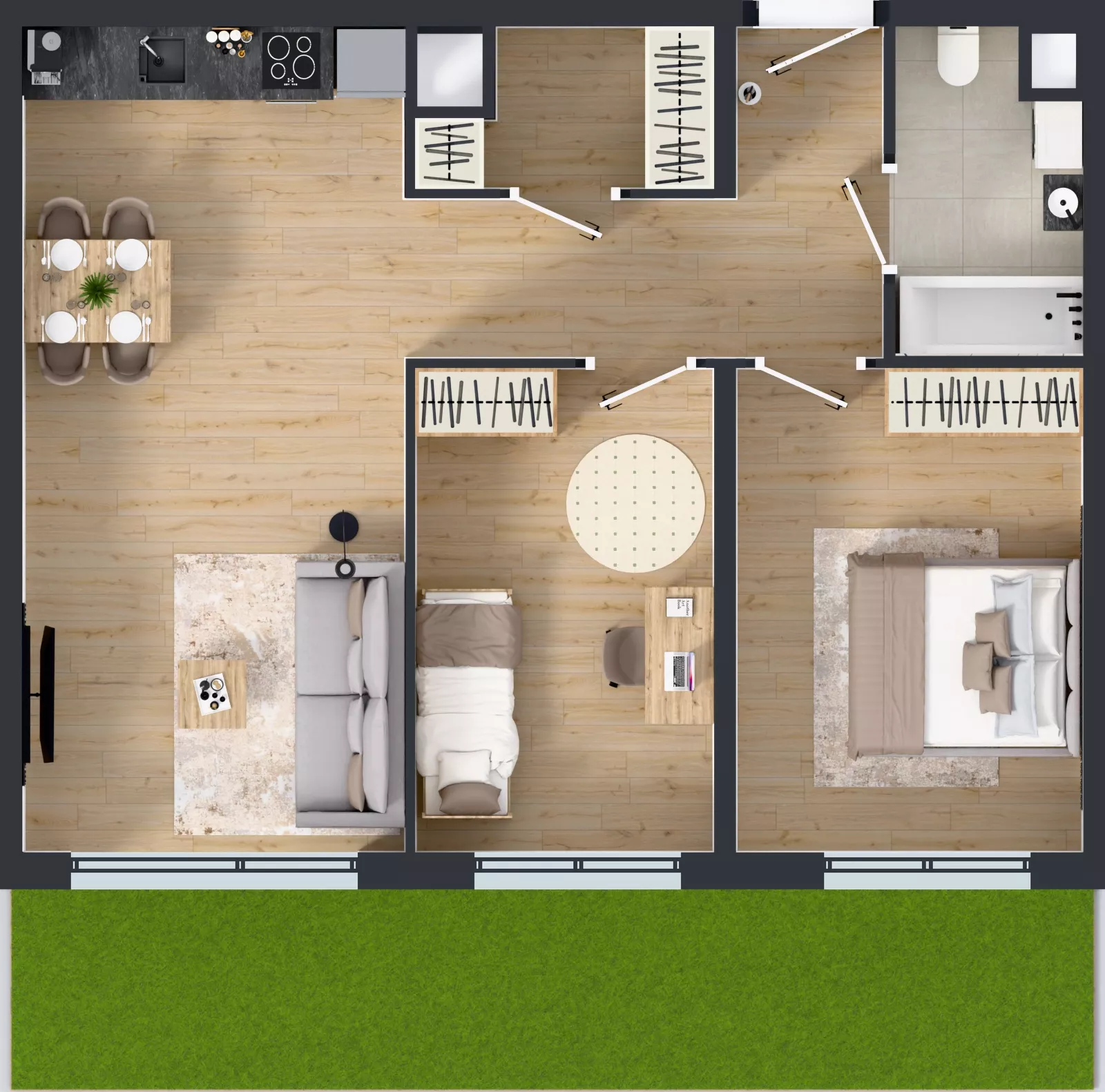 3 pokoje, mieszkanie 62,77 m², parter, oferta nr B.075, Osiedle Mira, Pruszków, Centrum, ul. Miry Zimińskiej – Sygietyńskiej 5