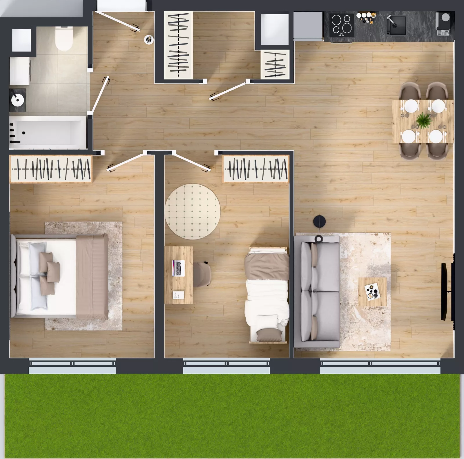 3 pokoje, mieszkanie 62,28 m², parter, oferta nr B.076, Osiedle Mira, Pruszków, Centrum, ul. Miry Zimińskiej – Sygietyńskiej 5