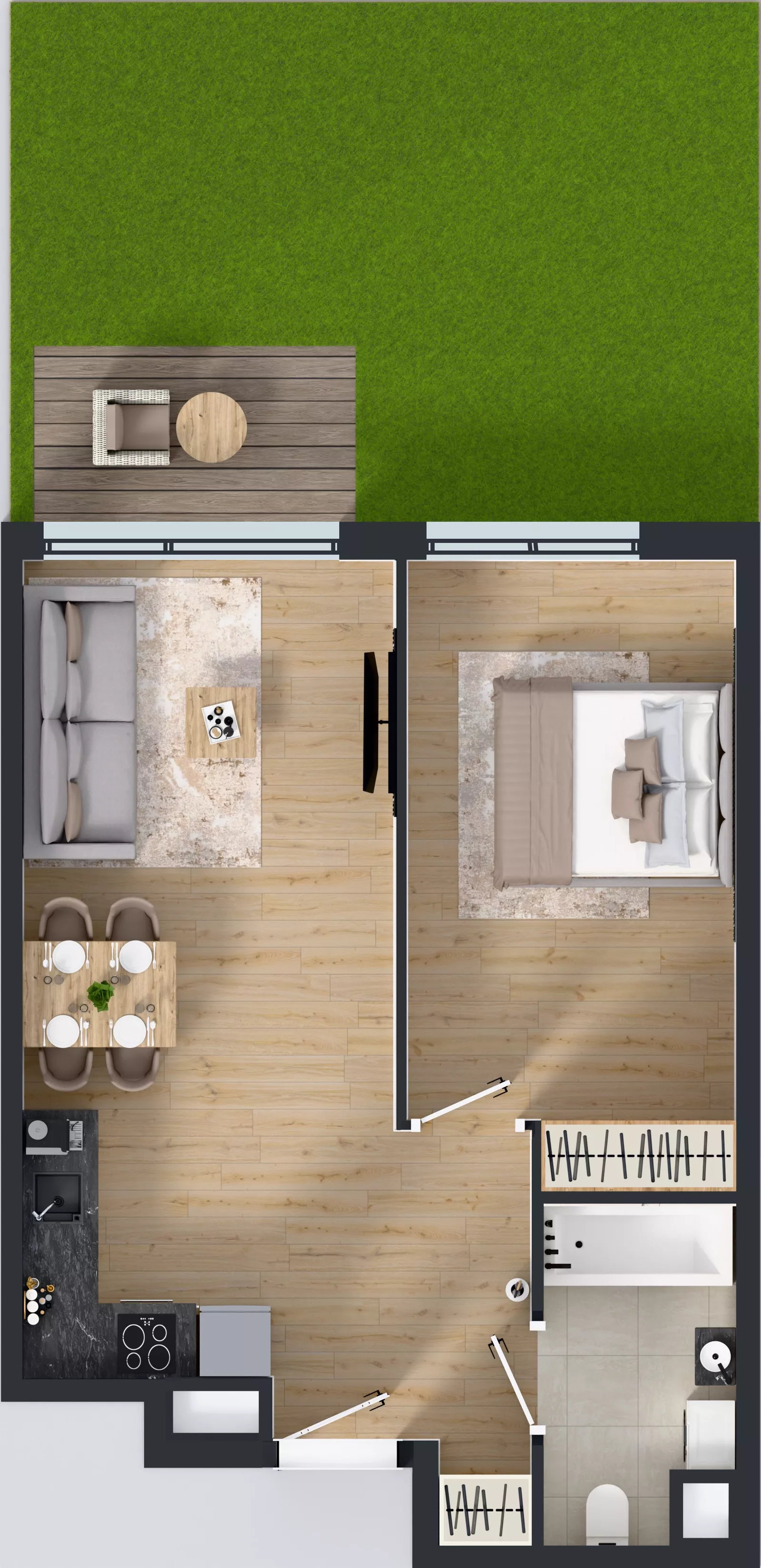 2 pokoje, mieszkanie 44,50 m², parter, oferta nr B.078, Osiedle Mira, Pruszków, Centrum, ul. Miry Zimińskiej – Sygietyńskiej 5