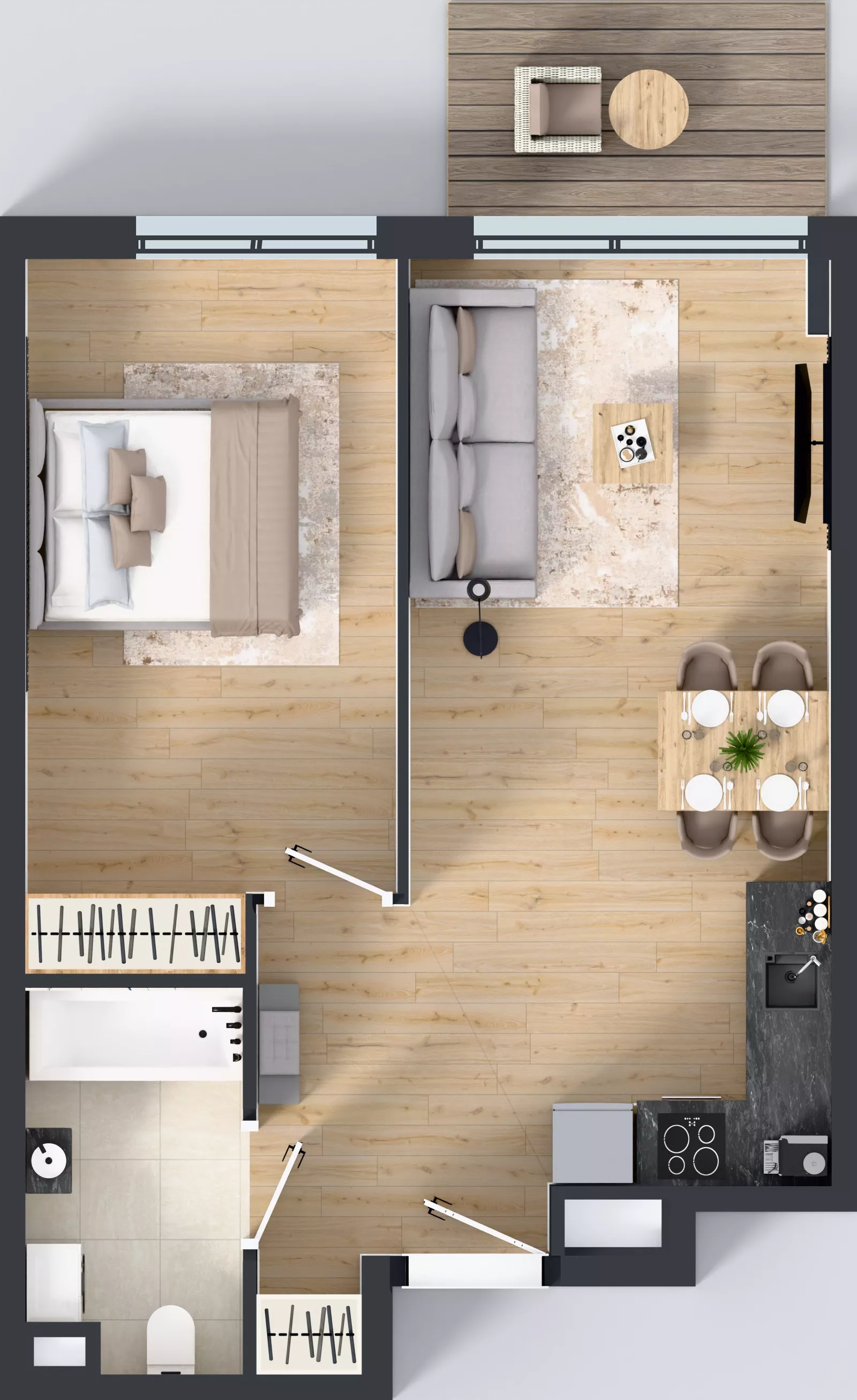 2 pokoje, mieszkanie 44,64 m², piętro 1, oferta nr B.081, Osiedle Mira, Pruszków, Centrum, ul. Miry Zimińskiej – Sygietyńskiej 5