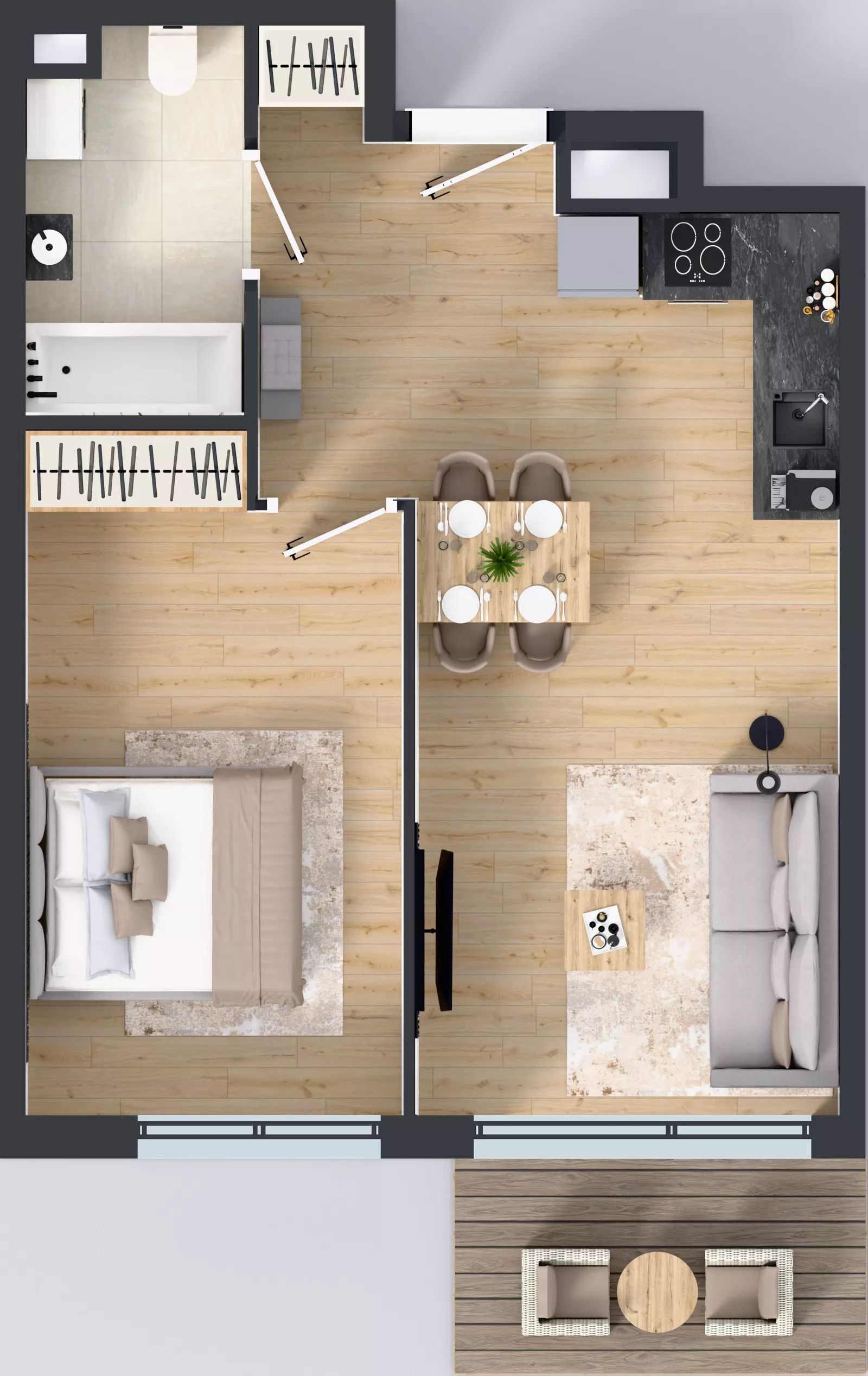 2 pokoje, mieszkanie 43,10 m², piętro 2, oferta nr B.090, Osiedle Mira, Pruszków, Centrum, ul. Miry Zimińskiej – Sygietyńskiej 5