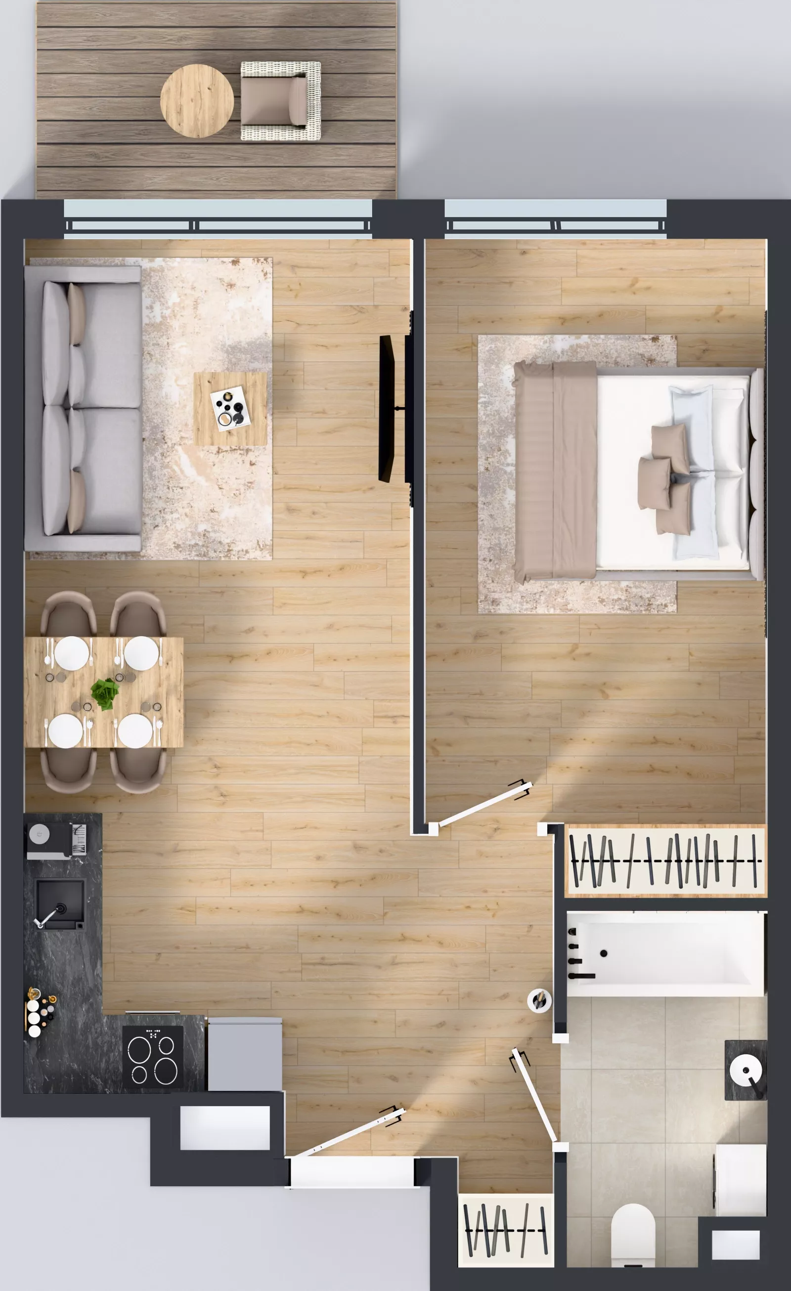 2 pokoje, mieszkanie 44,64 m², piętro 2, oferta nr B.094, Osiedle Mira, Pruszków, Centrum, ul. Miry Zimińskiej – Sygietyńskiej 5