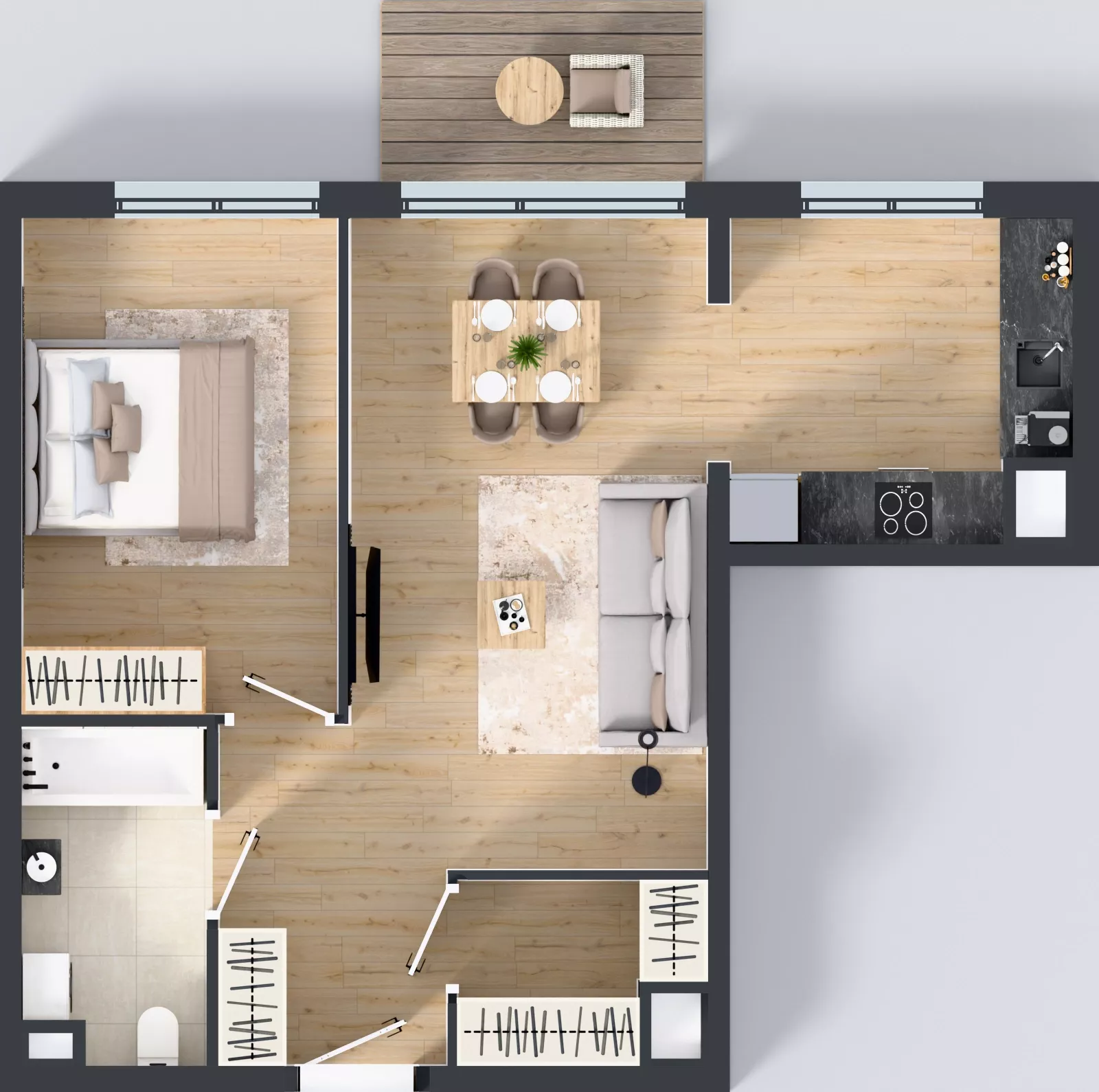 2 pokoje, mieszkanie 51,02 m², piętro 3, oferta nr B.096, Osiedle Mira, Pruszków, Centrum, ul. Miry Zimińskiej – Sygietyńskiej 5