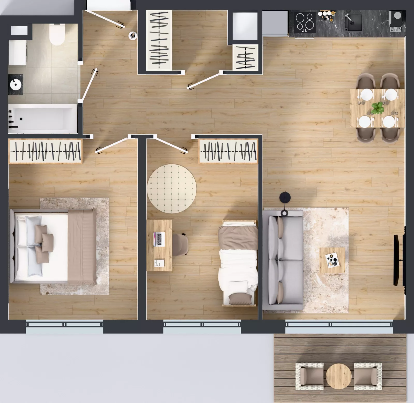 3 pokoje, mieszkanie 62,42 m², piętro 6, oferta nr B.124, Osiedle Mira, Pruszków, Centrum, ul. Miry Zimińskiej – Sygietyńskiej 5
