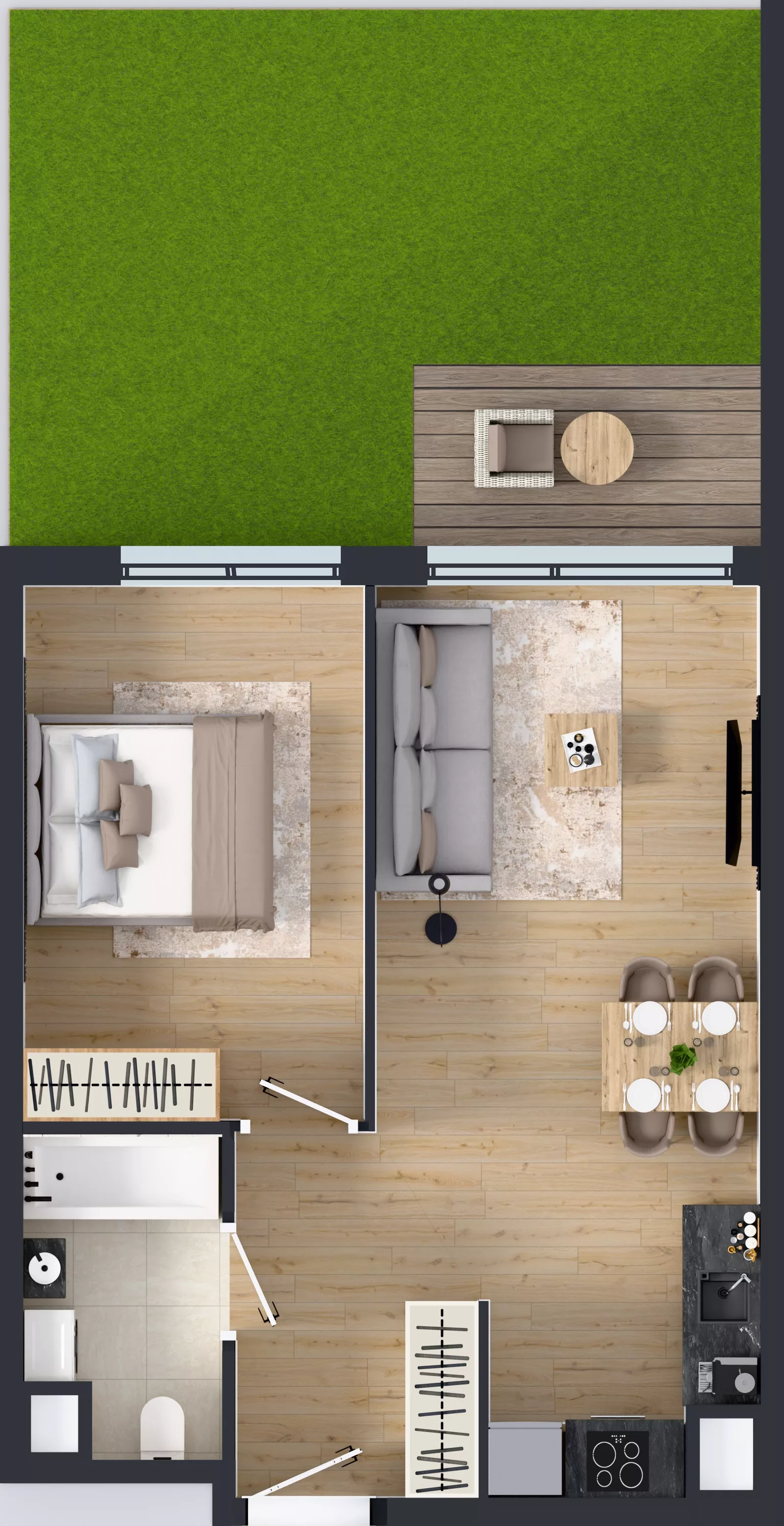 2 pokoje, mieszkanie 42,39 m², parter, oferta nr C.128, Osiedle Mira, Pruszków, Centrum, ul. Miry Zimińskiej – Sygietyńskiej 5