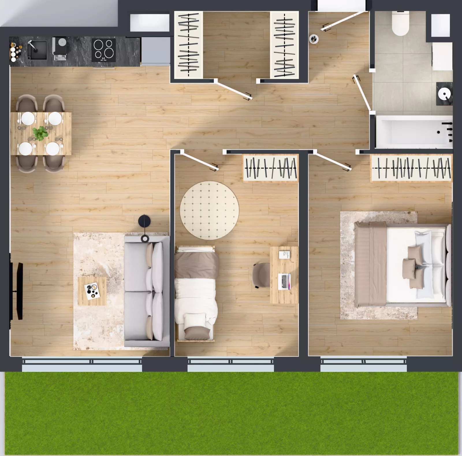 3 pokoje, mieszkanie 61,60 m², parter, oferta nr C.133, Osiedle Mira, Pruszków, Centrum, ul. Miry Zimińskiej – Sygietyńskiej 5
