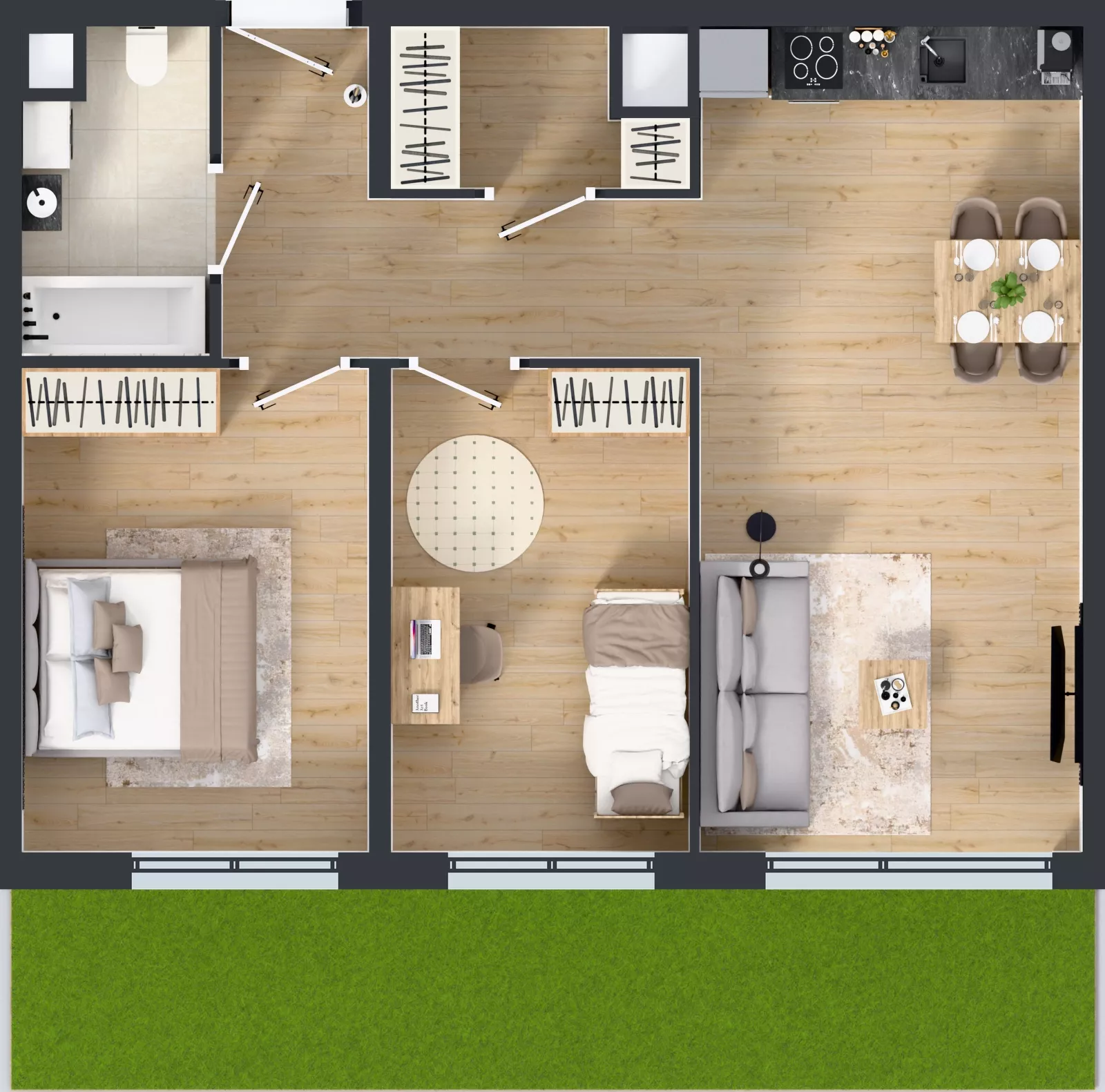 3 pokoje, mieszkanie 62,77 m², parter, oferta nr C.134, Osiedle Mira, Pruszków, Centrum, ul. Miry Zimińskiej – Sygietyńskiej 5