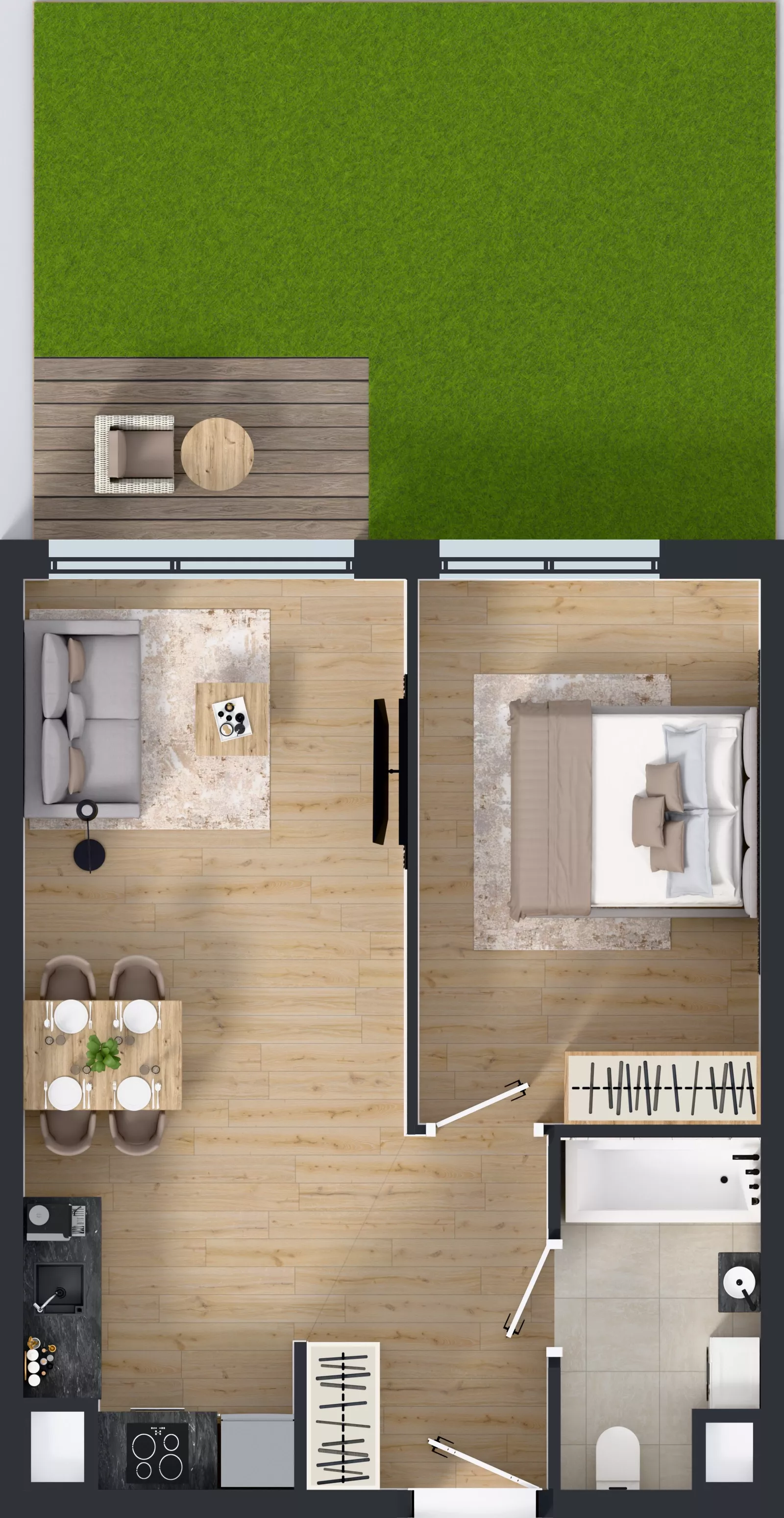 2 pokoje, mieszkanie 42,88 m², parter, oferta nr C.137, Osiedle Mira, Pruszków, Centrum, ul. Miry Zimińskiej – Sygietyńskiej 5