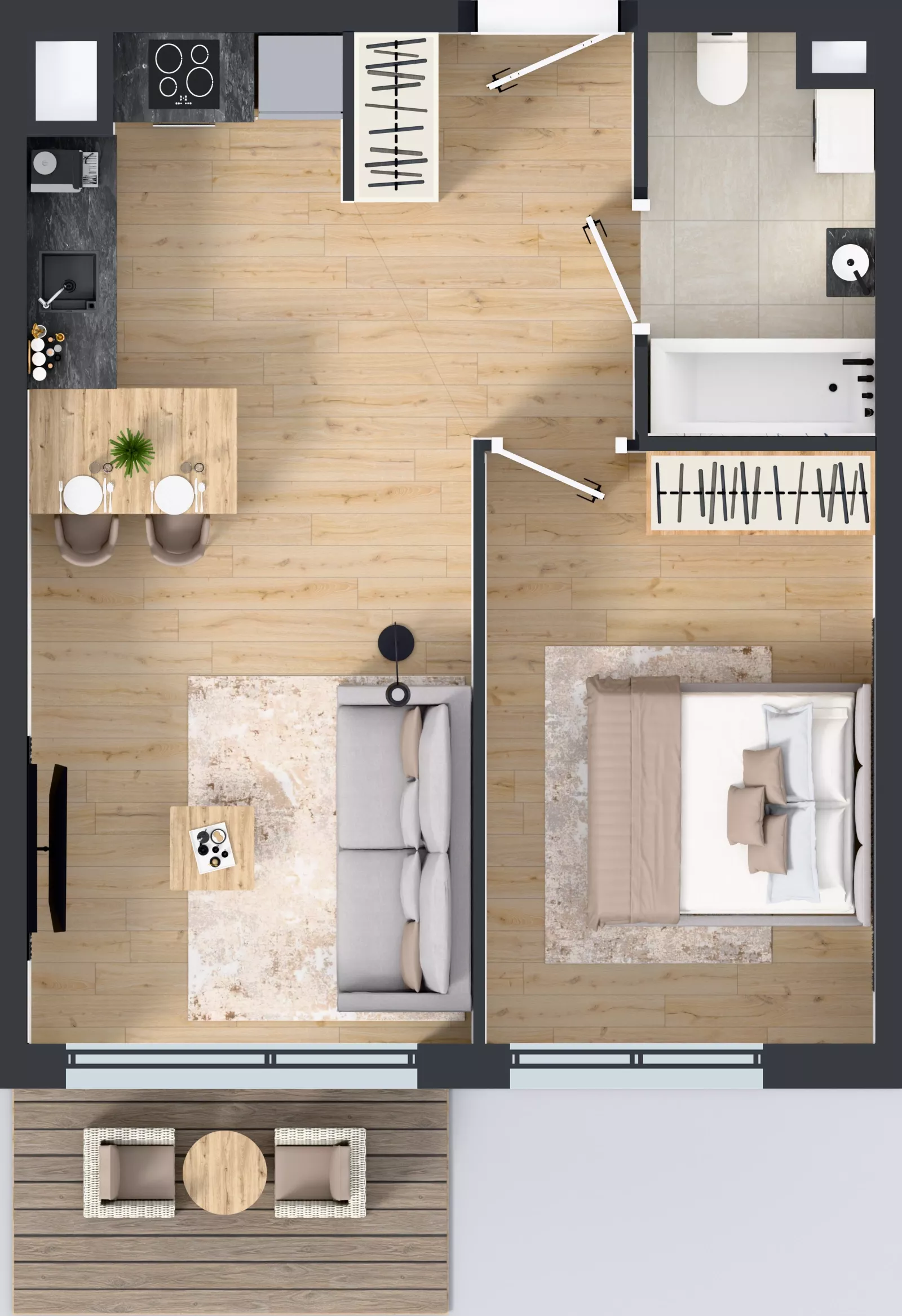 2 pokoje, mieszkanie 41,56 m², piętro 1, oferta nr C.142, Osiedle Mira, Pruszków, Centrum, ul. Miry Zimińskiej – Sygietyńskiej 5