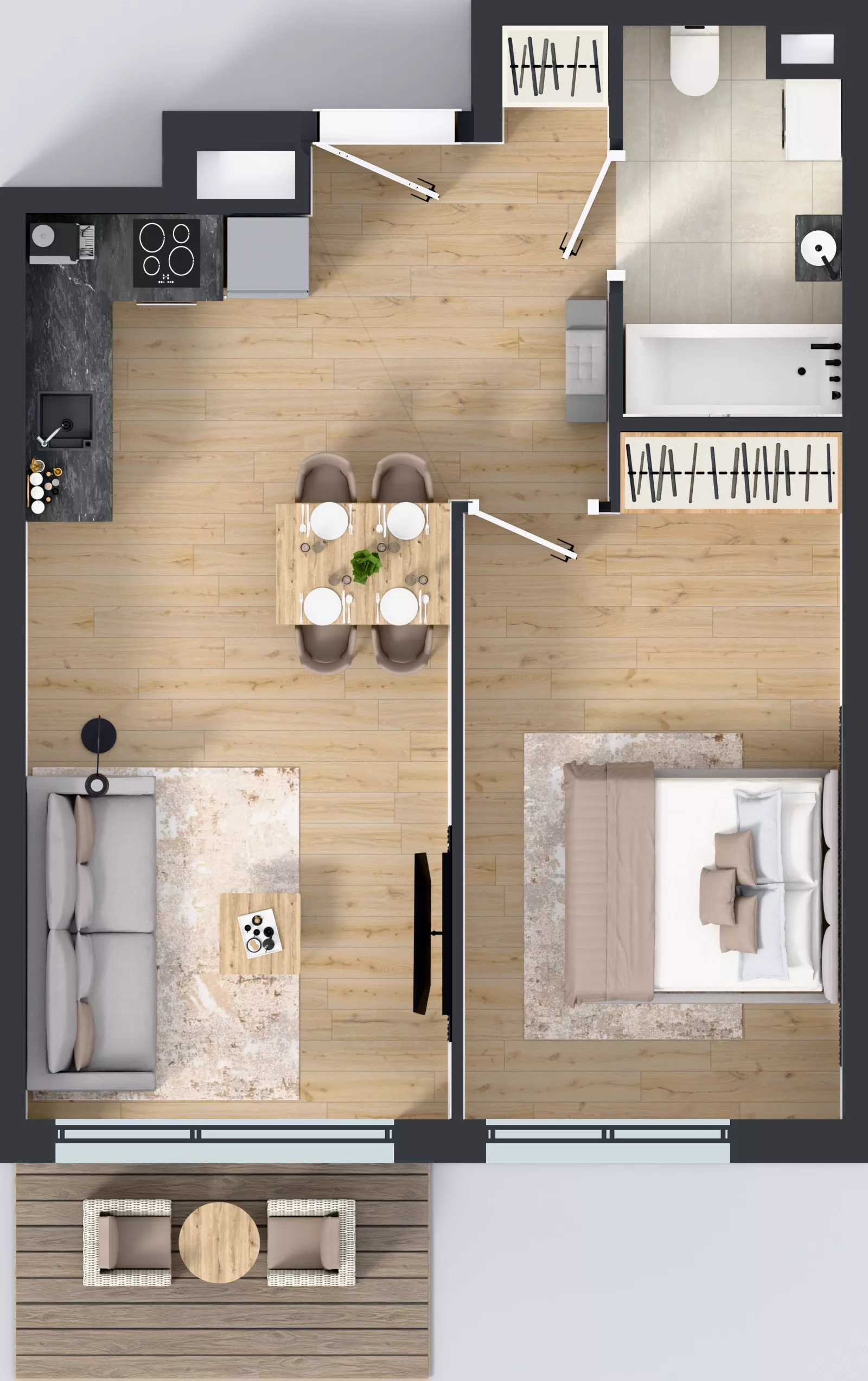 2 pokoje, mieszkanie 43,10 m², piętro 1, oferta nr C.145, Osiedle Mira, Pruszków, Centrum, ul. Miry Zimińskiej – Sygietyńskiej 5