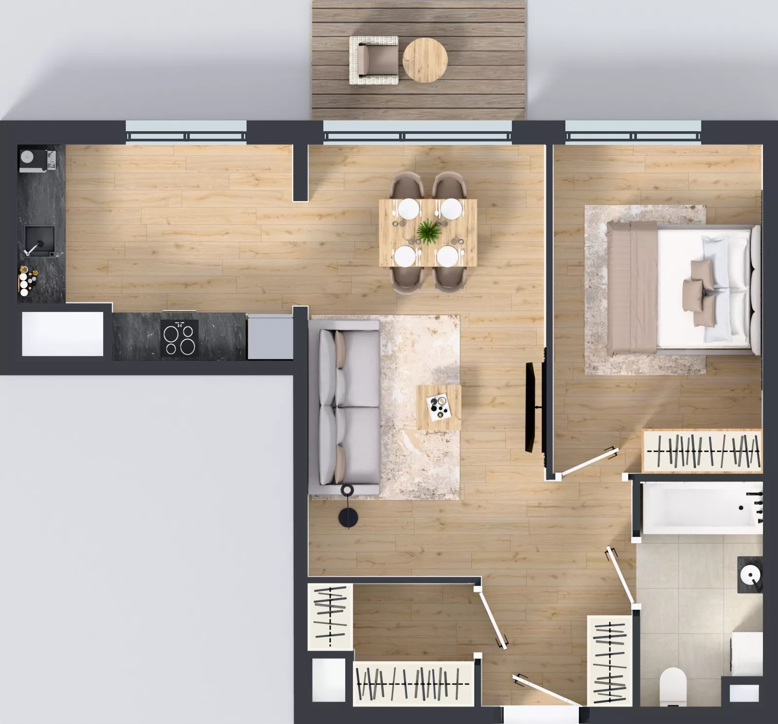 2 pokoje, mieszkanie 52,39 m², piętro 1, oferta nr C.147, Osiedle Mira, Pruszków, Centrum, ul. Miry Zimińskiej – Sygietyńskiej 5