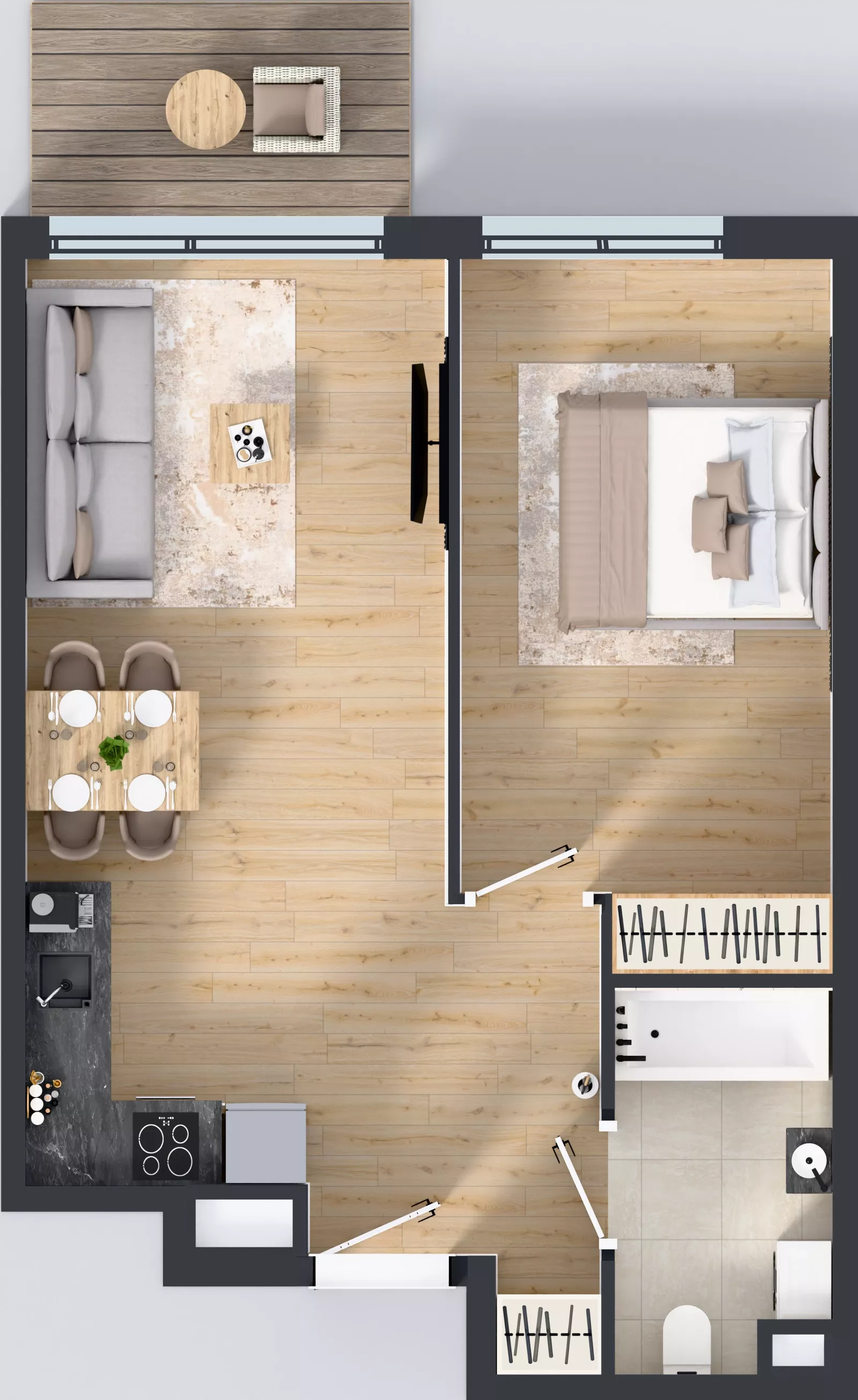 2 pokoje, mieszkanie 44,64 m², piętro 2, oferta nr C.156, Osiedle Mira, Pruszków, Centrum, ul. Miry Zimińskiej – Sygietyńskiej 5