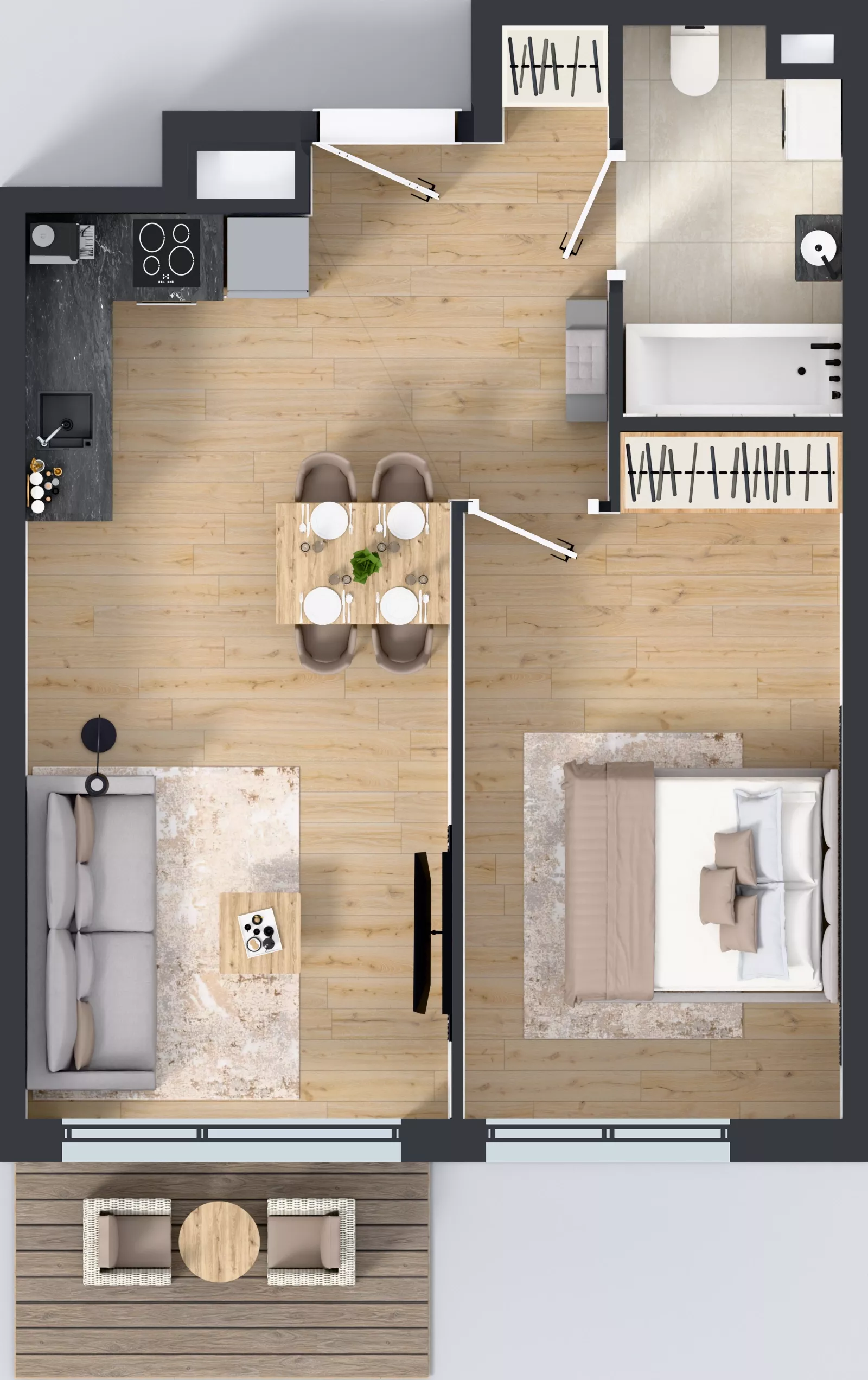 2 pokoje, mieszkanie 43,10 m², piętro 3, oferta nr C.165, Osiedle Mira, Pruszków, Centrum, ul. Miry Zimińskiej – Sygietyńskiej 5