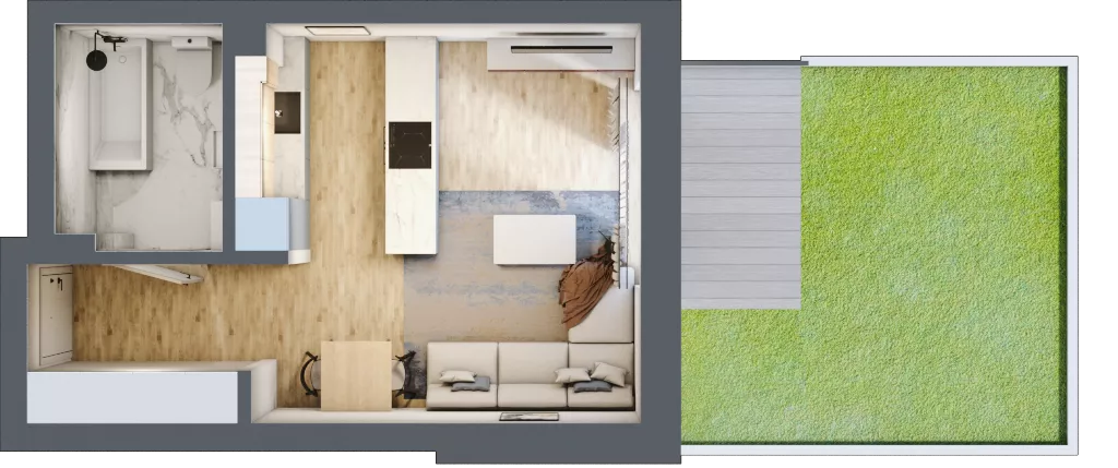 1 pokój, mieszkanie 29,73 m², parter, oferta nr A7, Osiedle Zuchów, Łódź, Górna, Rokicie, ul. Zuchów 4