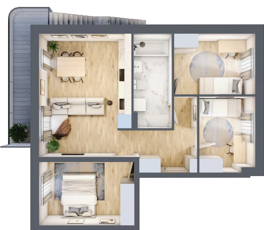4 pokoje, mieszkanie 63,55 m², piętro 1, oferta nr J8, Villa Stoki, Łódź, Widzew, ul. Beskidzka 109
