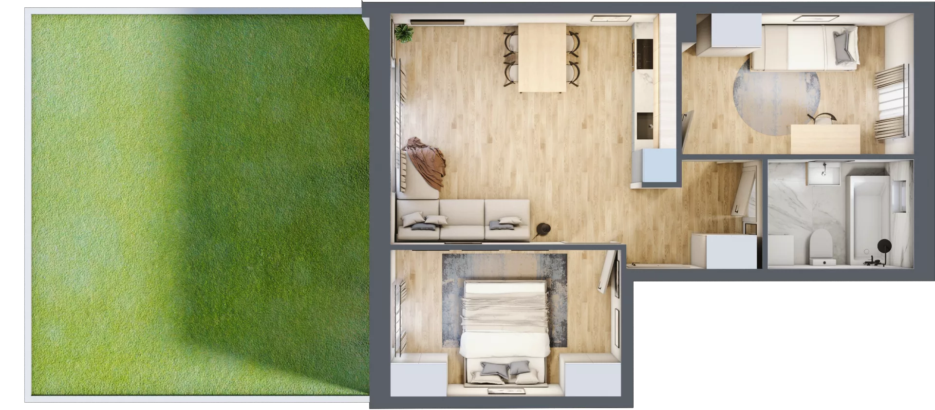 3 pokoje, mieszkanie 50,73 m², parter, oferta nr J3, Villa Stoki, Łódź, Widzew, ul. Beskidzka 109