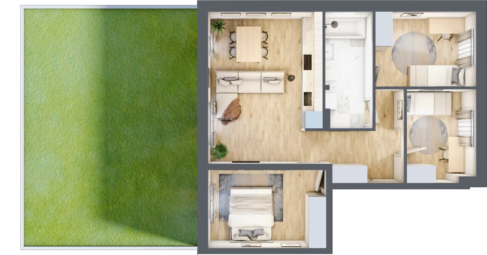 4 pokoje, mieszkanie 62,73 m², parter, oferta nr J7, Villa Stoki, Łódź, Widzew, ul. Beskidzka 109