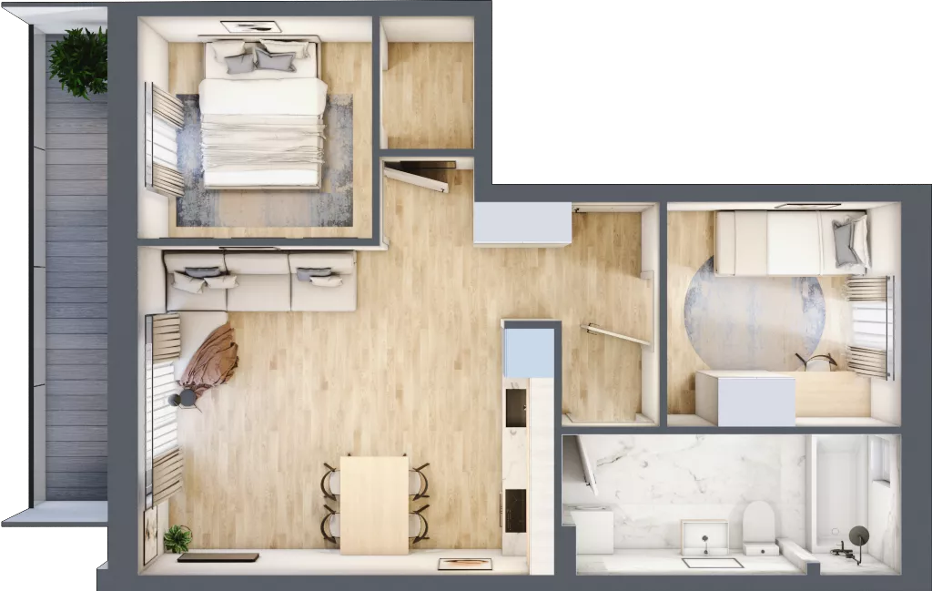 3 pokoje, mieszkanie 51,21 m², piętro 1, oferta nr J6, Villa Stoki, Łódź, Widzew, ul. Beskidzka 109