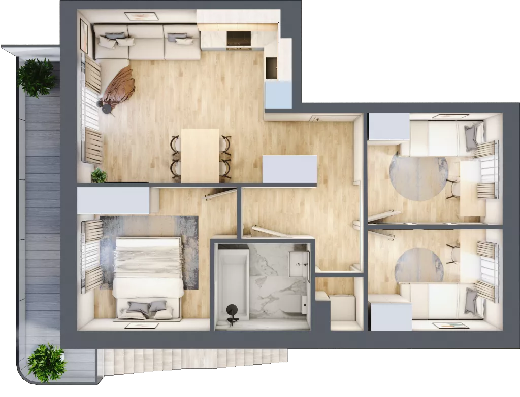 4 pokoje, mieszkanie 54,25 m², piętro 1, oferta nr J2, Villa Stoki, Łódź, Widzew, ul. Beskidzka 109