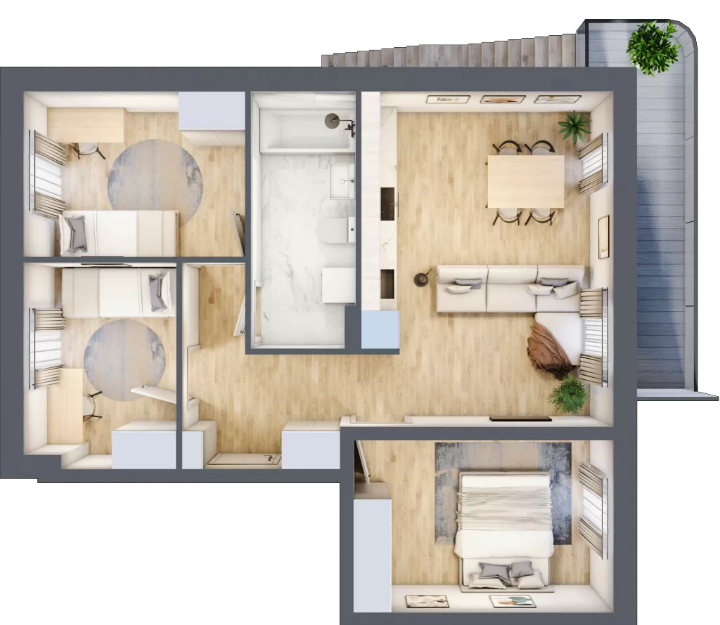 4 pokoje, mieszkanie 63,55 m², piętro 1, oferta nr N8, Villa Stoki, Łódź, Widzew, ul. Beskidzka 109