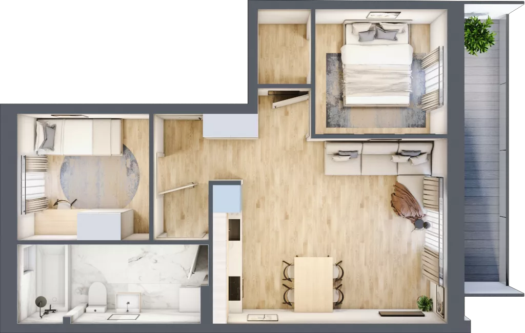 3 pokoje, mieszkanie 51,21 m², piętro 1, oferta nr N6, Villa Stoki, Łódź, Widzew, ul. Beskidzka 109