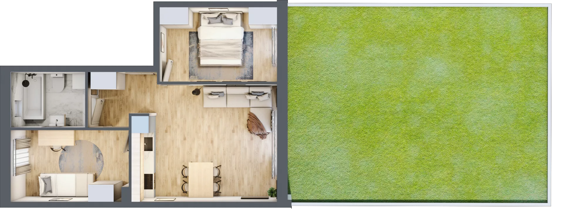3 pokoje, mieszkanie 50,73 m², parter, oferta nr O3, Villa Stoki, Łódź, Widzew, ul. Beskidzka 109