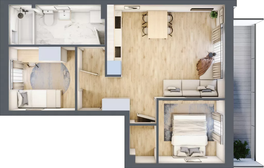 3 pokoje, mieszkanie 51,21 m², piętro 1, oferta nr O6, Villa Stoki, Łódź, Widzew, ul. Beskidzka 109