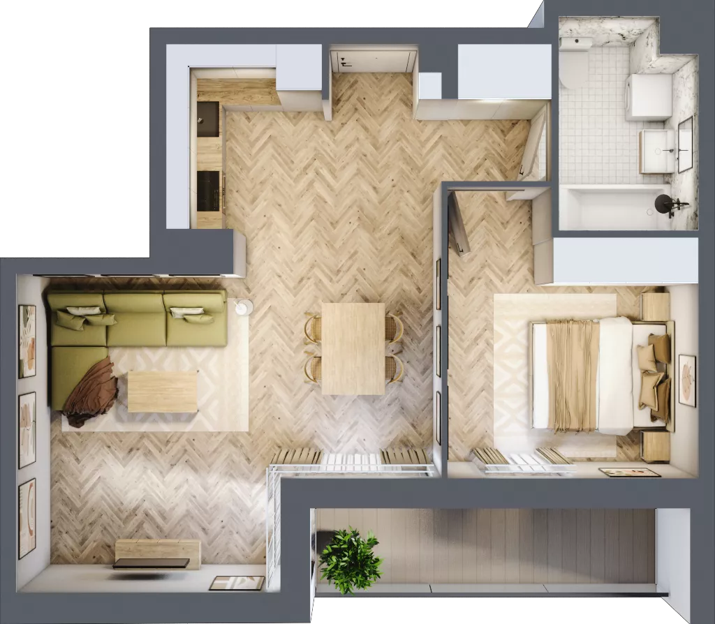 2 pokoje, mieszkanie 49,36 m², piętro 8, oferta nr A8.4, Piekarska Park, Łódź, Bałuty, ul. Piekarska 27/29