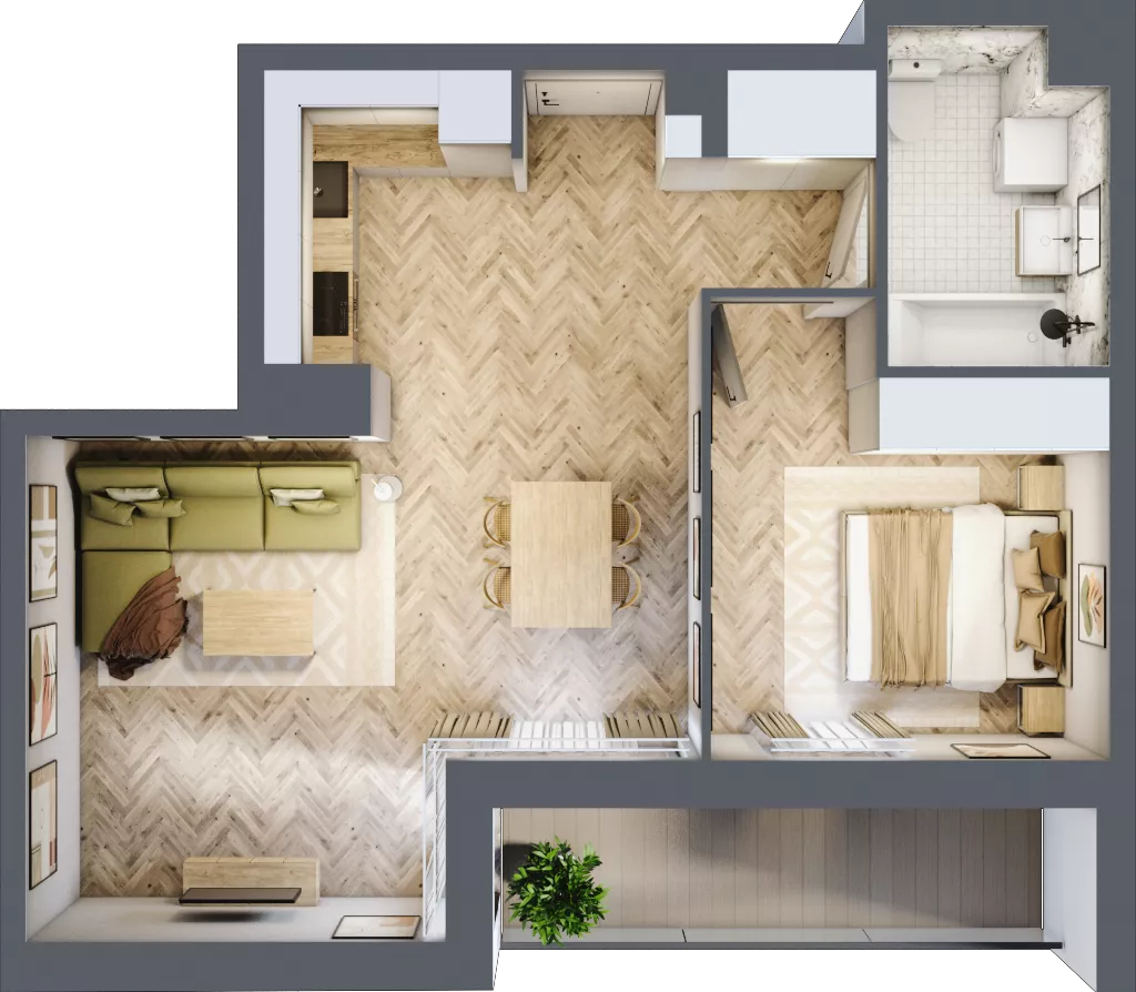 2 pokoje, mieszkanie 49,36 m², piętro 6, oferta nr A6.4, Piekarska Park, Łódź, Bałuty, ul. Piekarska 27/29
