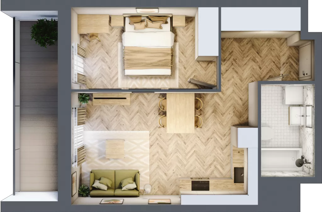2 pokoje, mieszkanie 40,43 m², piętro 5, oferta nr A5.3, Piekarska Park, Łódź, Bałuty, ul. Piekarska 27/29