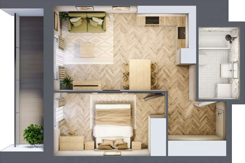 2 pokoje, mieszkanie 39,46 m², piętro 6, oferta nr A6.2, Piekarska Park, Łódź, Bałuty, ul. Piekarska 27/29