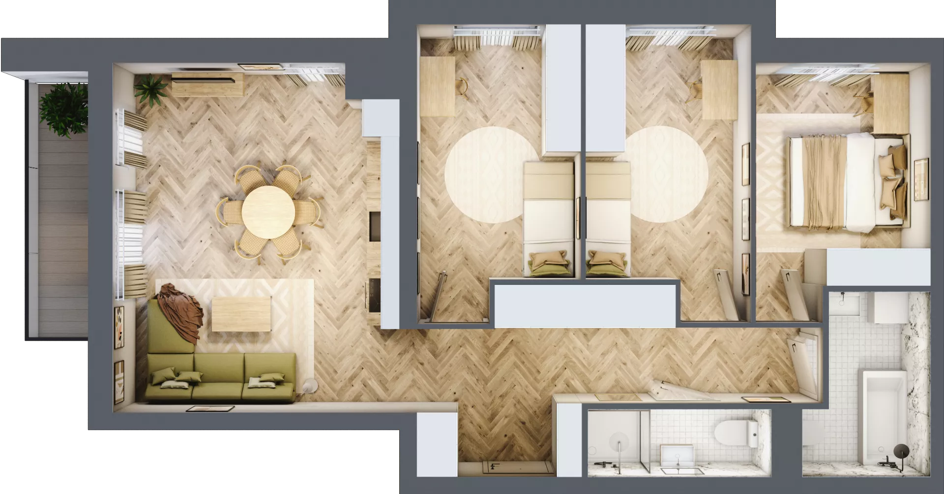 4 pokoje, mieszkanie 82,23 m², piętro 3, oferta nr A3.5, Piekarska Park, Łódź, Bałuty, ul. Piekarska 27/29