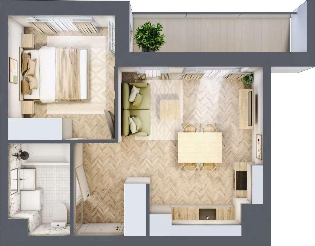 2 pokoje, mieszkanie 34,81 m², piętro 10, oferta nr A10.6, Piekarska Park, Łódź, Bałuty, ul. Piekarska 27/29