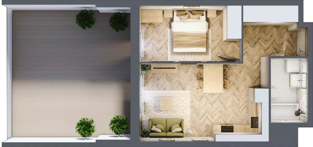 2 pokoje, mieszkanie 40,06 m², piętro 1, oferta nr A1.3, Piekarska Park, Łódź, Bałuty, ul. Piekarska 27/29
