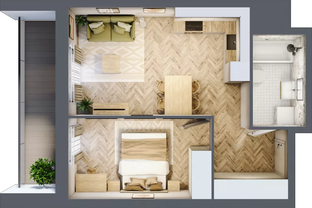 2 pokoje, mieszkanie 39,46 m², piętro 10, oferta nr A10.2, Piekarska Park, Łódź, Bałuty, ul. Piekarska 27/29