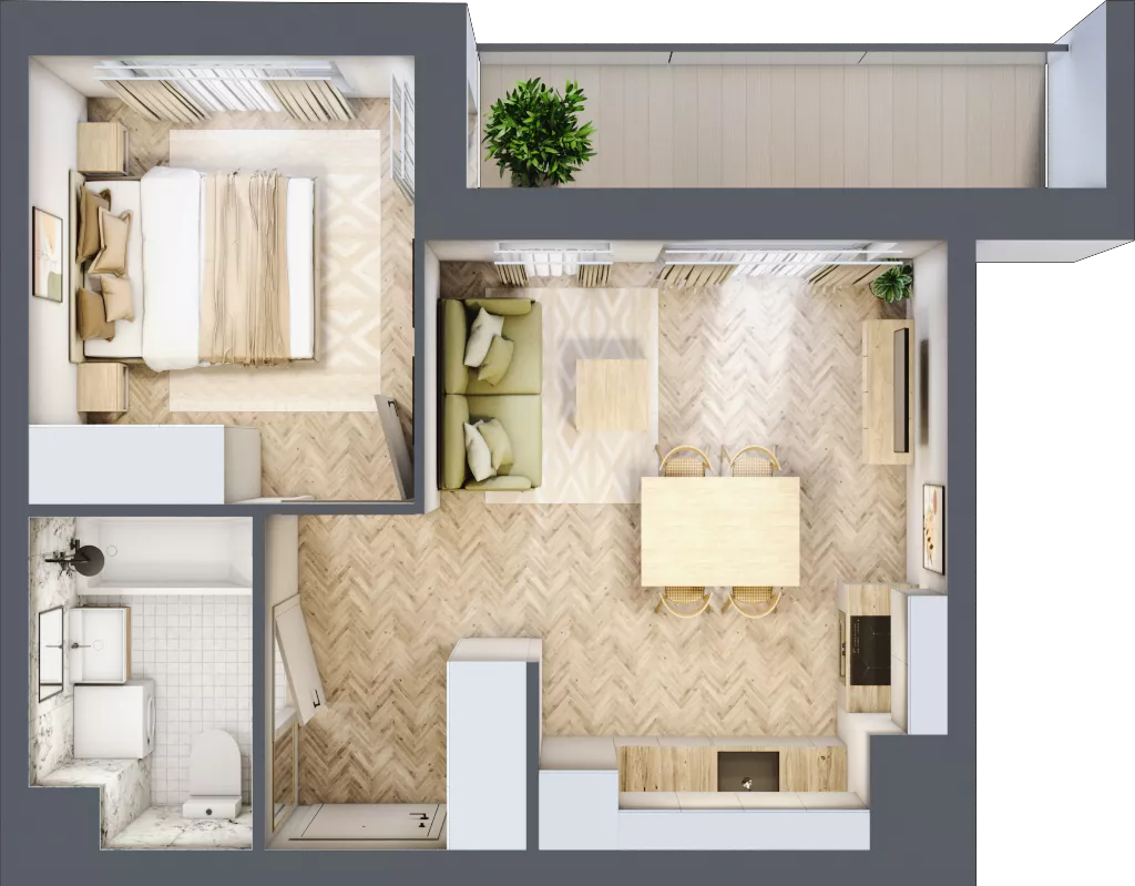 2 pokoje, mieszkanie 34,81 m², piętro 9, oferta nr A9.6, Piekarska Park, Łódź, Bałuty, ul. Piekarska 27/29